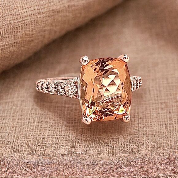 Natural Morganite Diamond Ring Size 6.25 14k Gold 5.26 TCW Certified $6,950 215 - Picture 2 of 15
